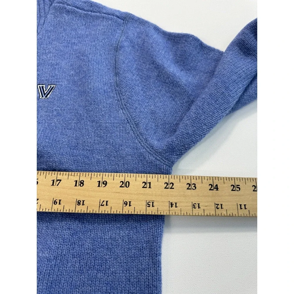 Irelands Eye 100% Wool Sweater Mens Small Blue 1/4 Zip High Neck Villanova